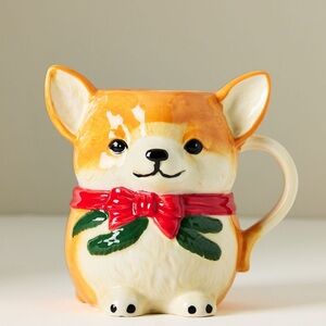 Anthropologie Peluche Pet Stoneware Mug- Corgi